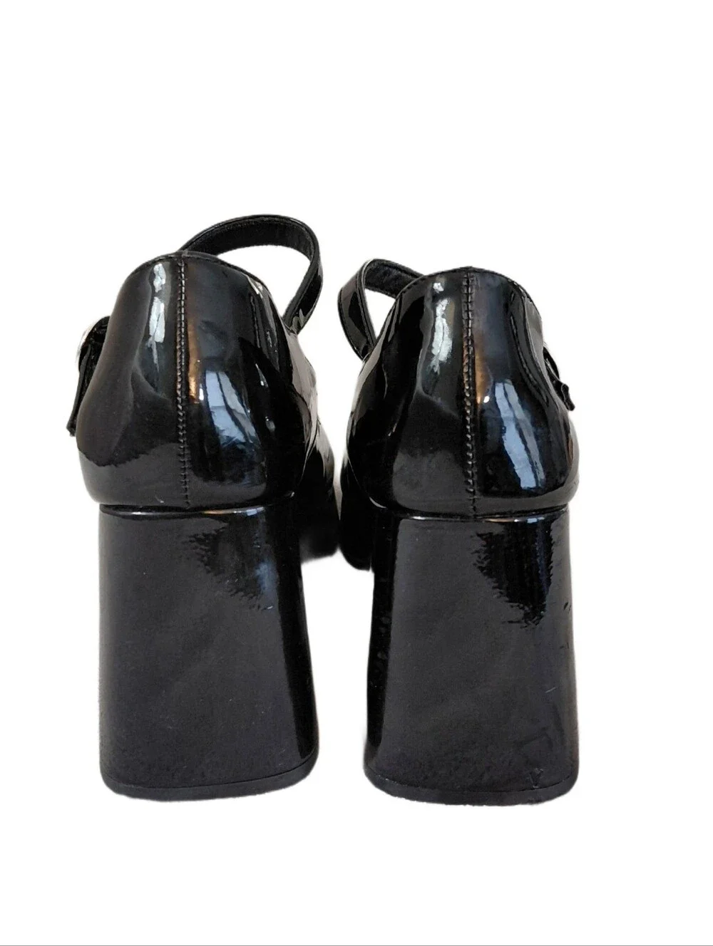 Steve Madden Kylee Black Platfirm Patent Mary Jane Block Heels Size 8.5 M